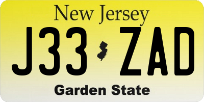 NJ license plate J33ZAD