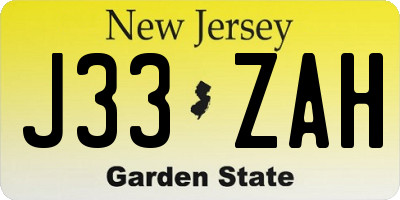 NJ license plate J33ZAH