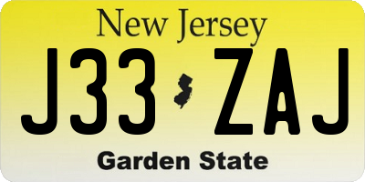 NJ license plate J33ZAJ