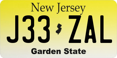 NJ license plate J33ZAL