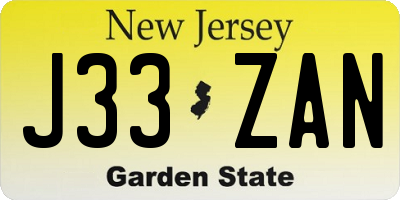 NJ license plate J33ZAN