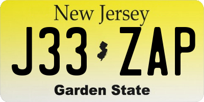 NJ license plate J33ZAP