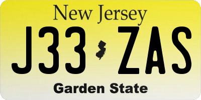 NJ license plate J33ZAS