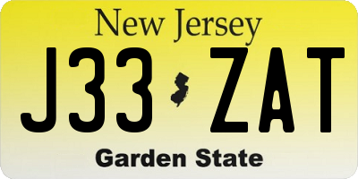 NJ license plate J33ZAT