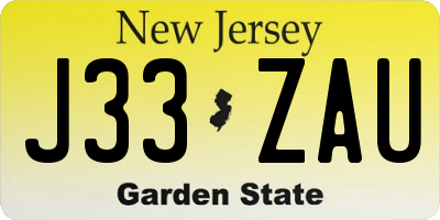 NJ license plate J33ZAU