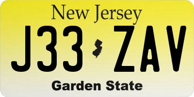 NJ license plate J33ZAV