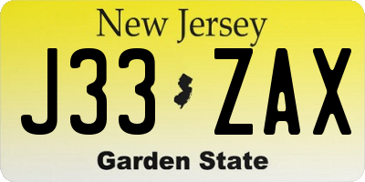 NJ license plate J33ZAX