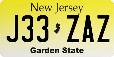 NJ license plate J33ZAZ