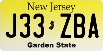 NJ license plate J33ZBA