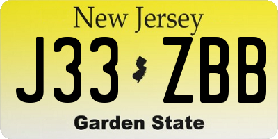 NJ license plate J33ZBB