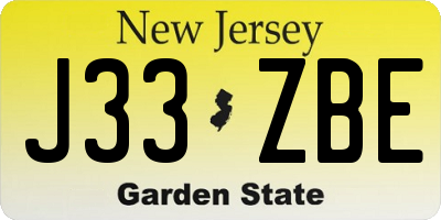 NJ license plate J33ZBE