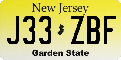 NJ license plate J33ZBF