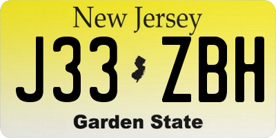 NJ license plate J33ZBH