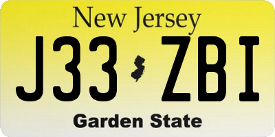 NJ license plate J33ZBI