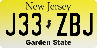 NJ license plate J33ZBJ