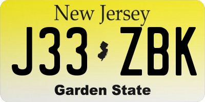 NJ license plate J33ZBK