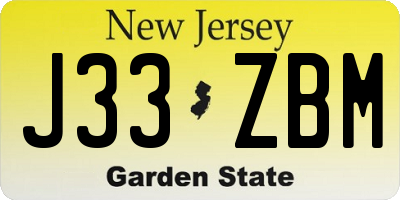 NJ license plate J33ZBM