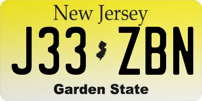 NJ license plate J33ZBN