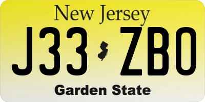 NJ license plate J33ZBO