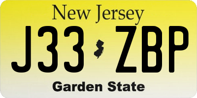 NJ license plate J33ZBP