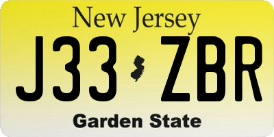 NJ license plate J33ZBR