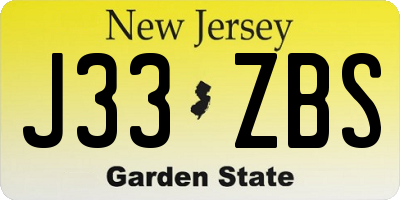 NJ license plate J33ZBS