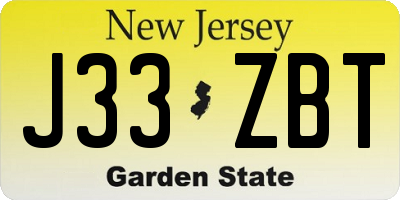 NJ license plate J33ZBT