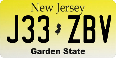 NJ license plate J33ZBV