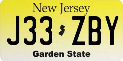 NJ license plate J33ZBY