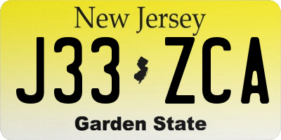 NJ license plate J33ZCA