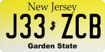 NJ license plate J33ZCB