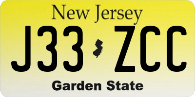 NJ license plate J33ZCC