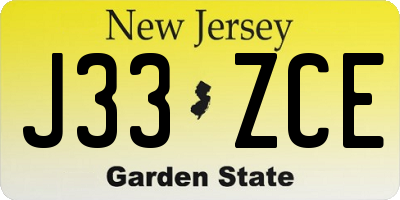 NJ license plate J33ZCE