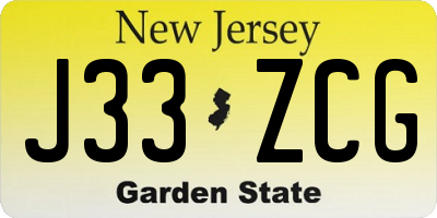 NJ license plate J33ZCG