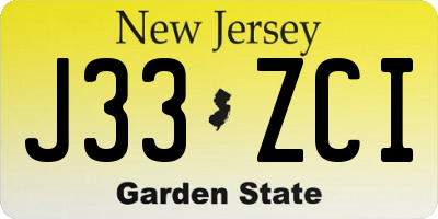 NJ license plate J33ZCI