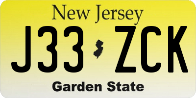 NJ license plate J33ZCK