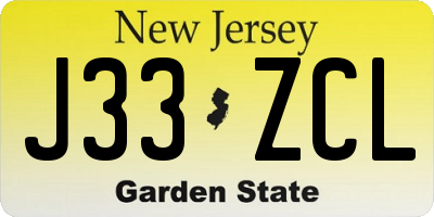 NJ license plate J33ZCL