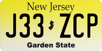 NJ license plate J33ZCP