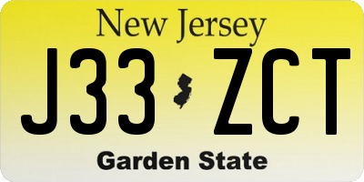NJ license plate J33ZCT