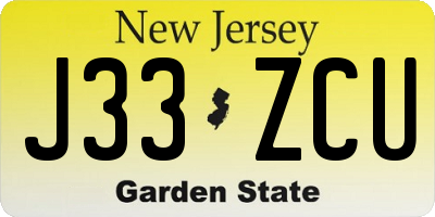 NJ license plate J33ZCU