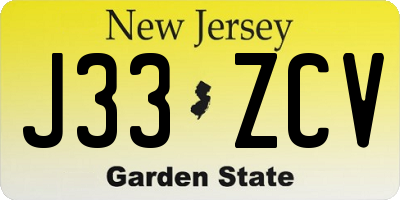 NJ license plate J33ZCV