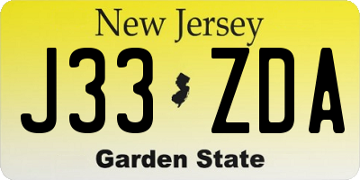 NJ license plate J33ZDA