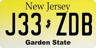 NJ license plate J33ZDB