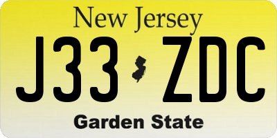 NJ license plate J33ZDC