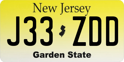 NJ license plate J33ZDD