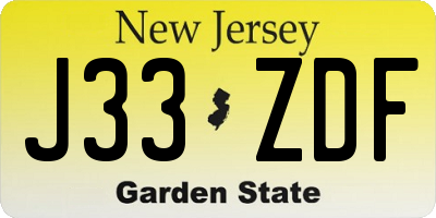 NJ license plate J33ZDF