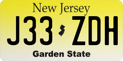 NJ license plate J33ZDH