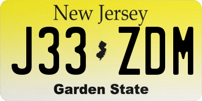 NJ license plate J33ZDM