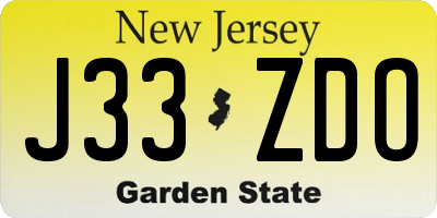 NJ license plate J33ZDO