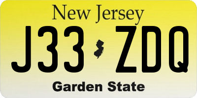 NJ license plate J33ZDQ